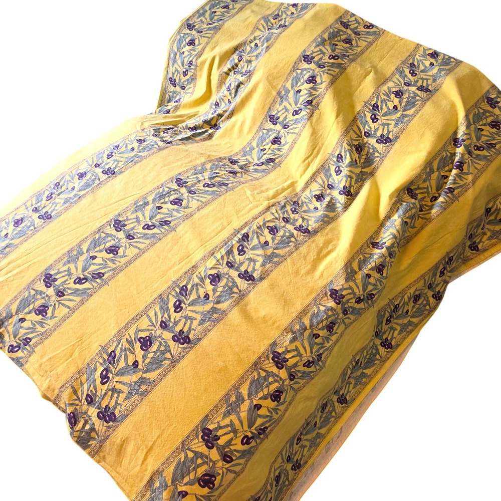 Vent du Sud French Tablecloth Butter Yellow Olive Branch Print 114x58 France